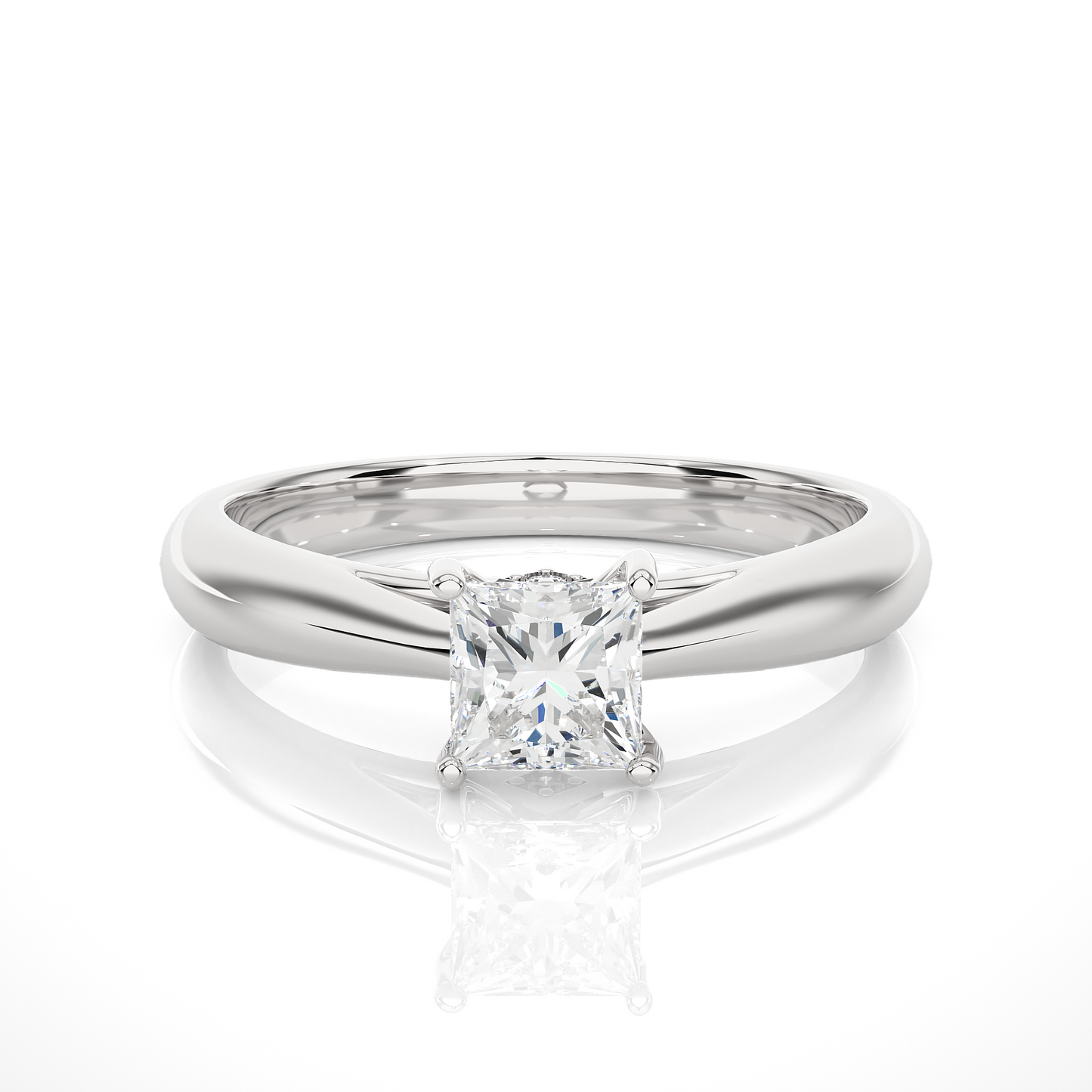 Princess Cut Solitaire Moissanite Lab Diamond Vermeil Ring