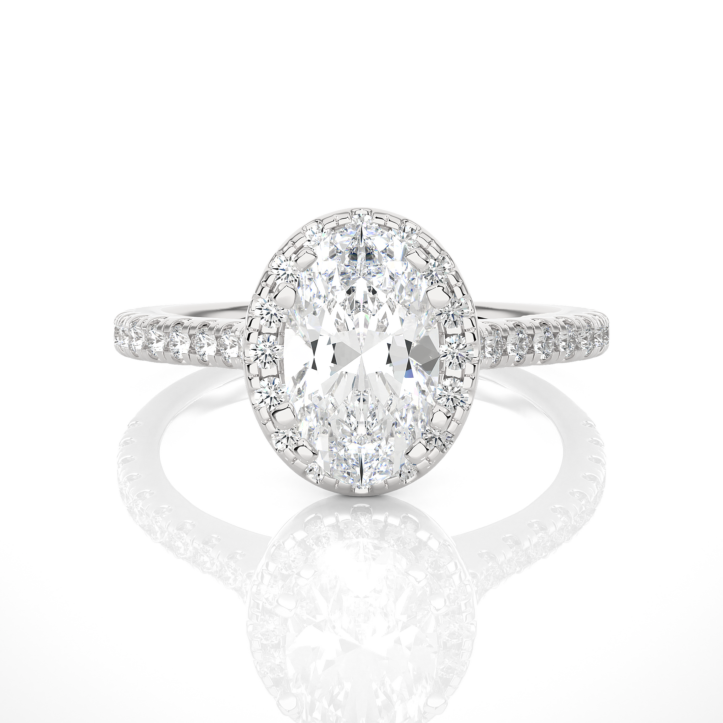Oval Halo Diamond Moissanite Vermeil Engagement Ring