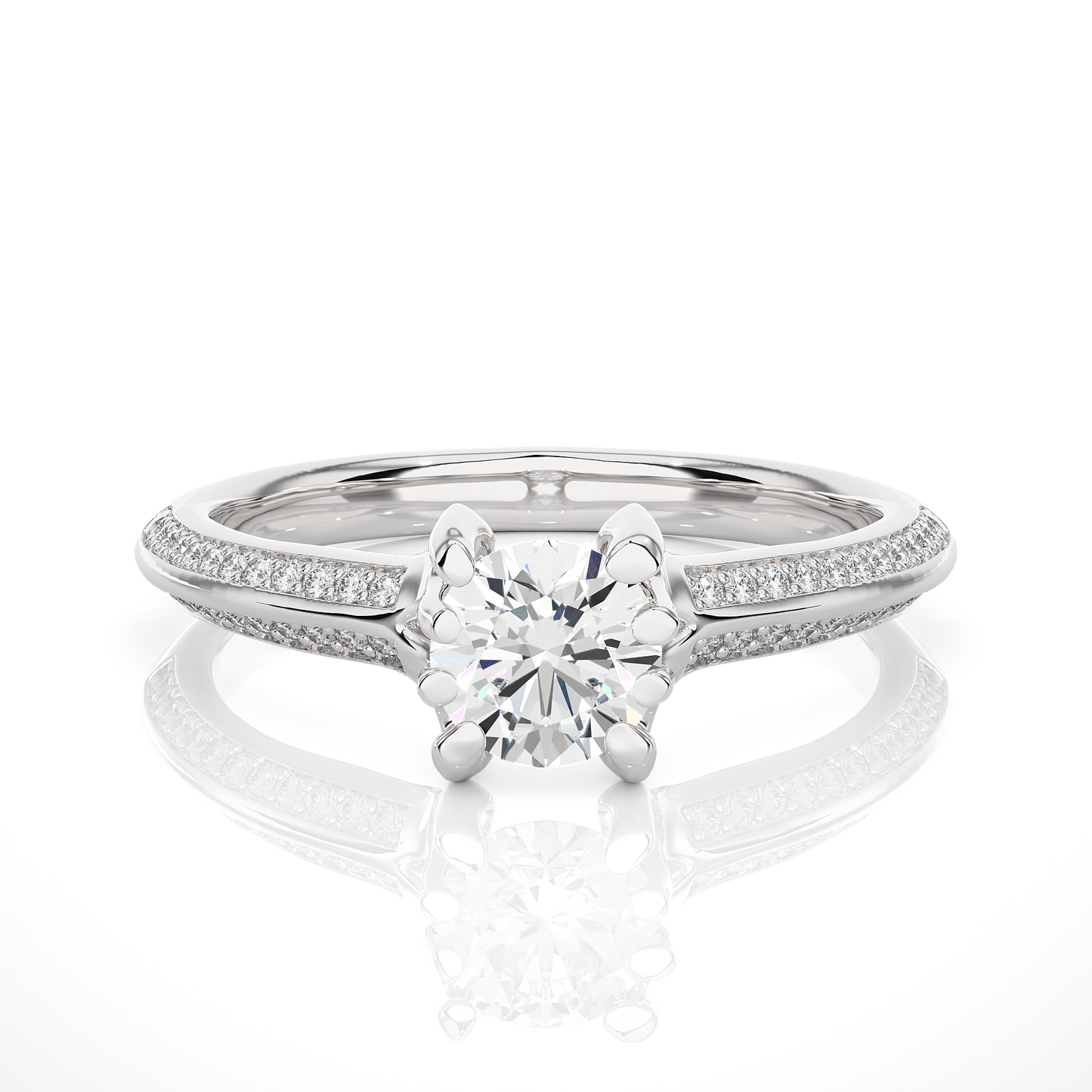 Elegant Radiance Round Cut Moissanite Vermeil Engagement Ring
