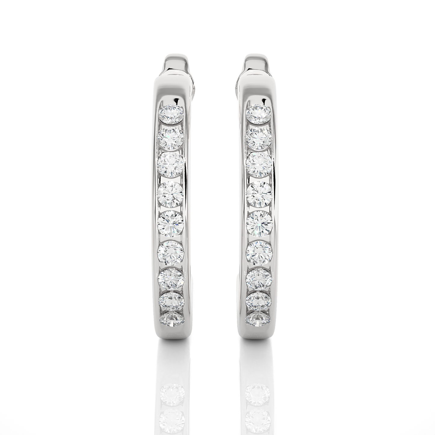 Medium Size Round Lab Diamond Hoop Earrings