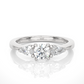 Three Stone Round Lab & Moissanite Diamond Engagement Ring With Pear Side Stones