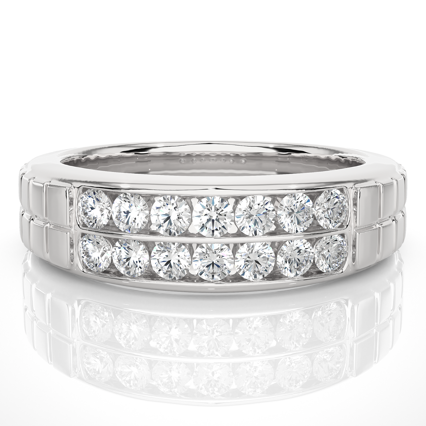 Men’s Lab Diamond Double Row Wedding Band