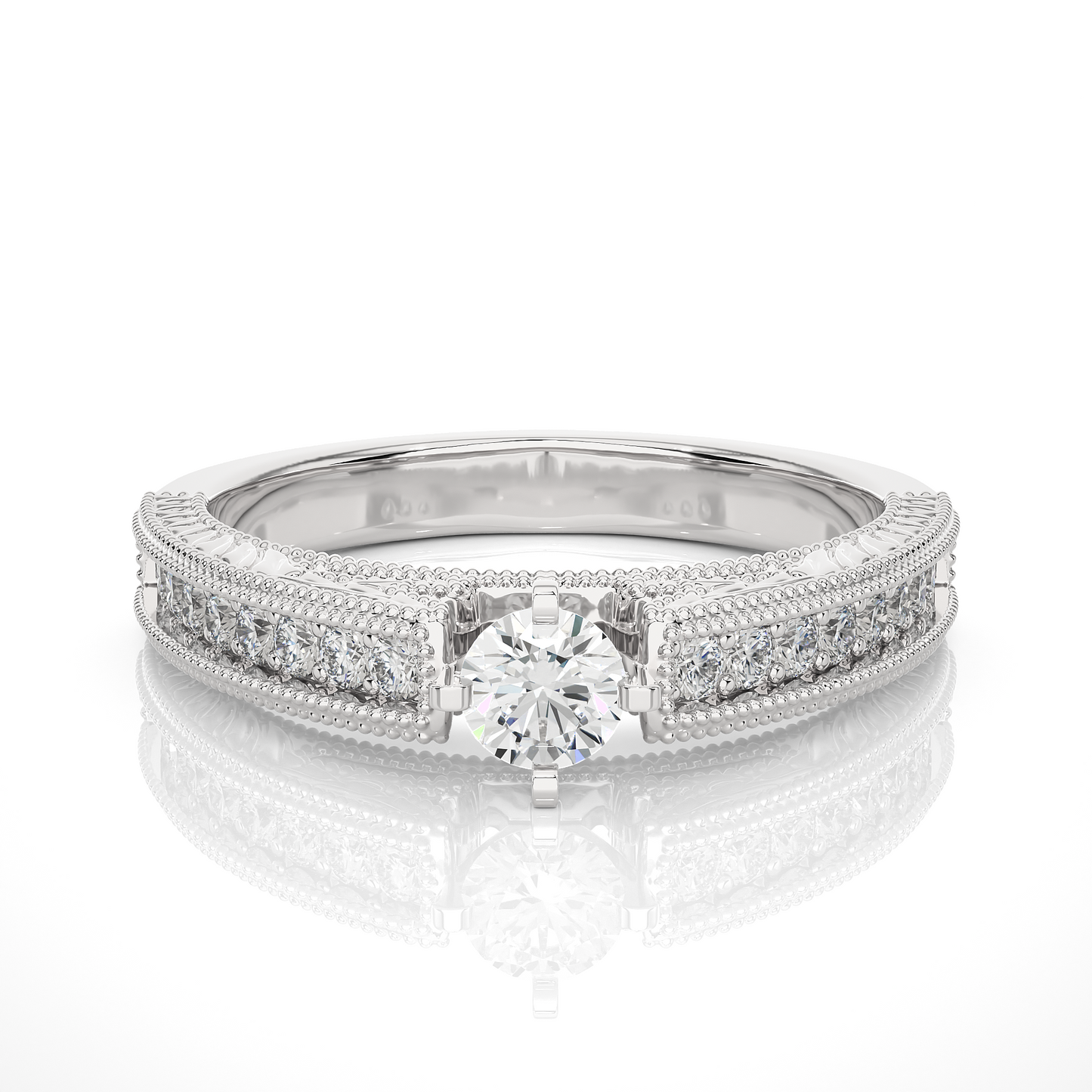 Round Cut Lab / Moissanite Diamond Engagement Ring