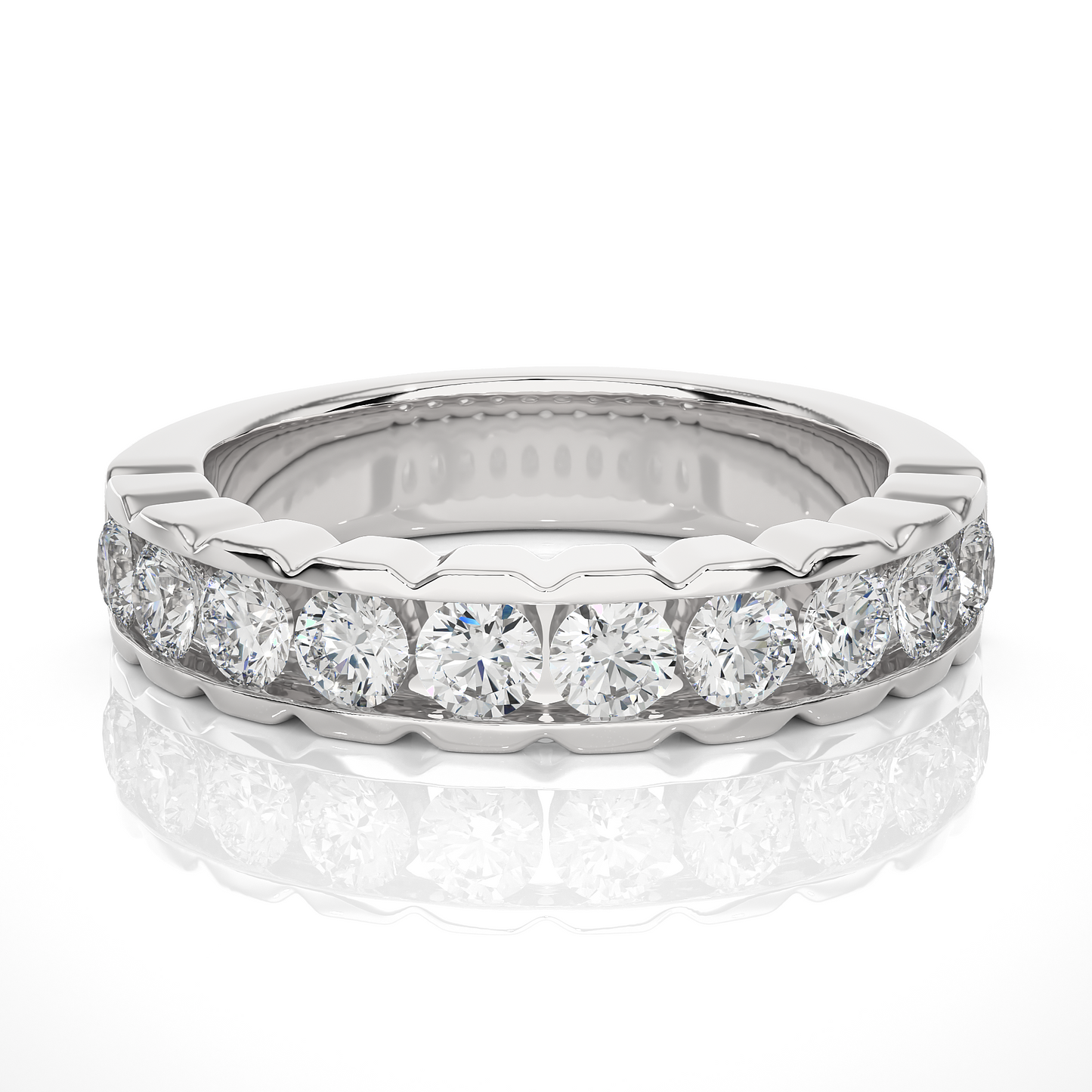 Scalloped Round Eternity Wedding Band Gold Vermeil Ring