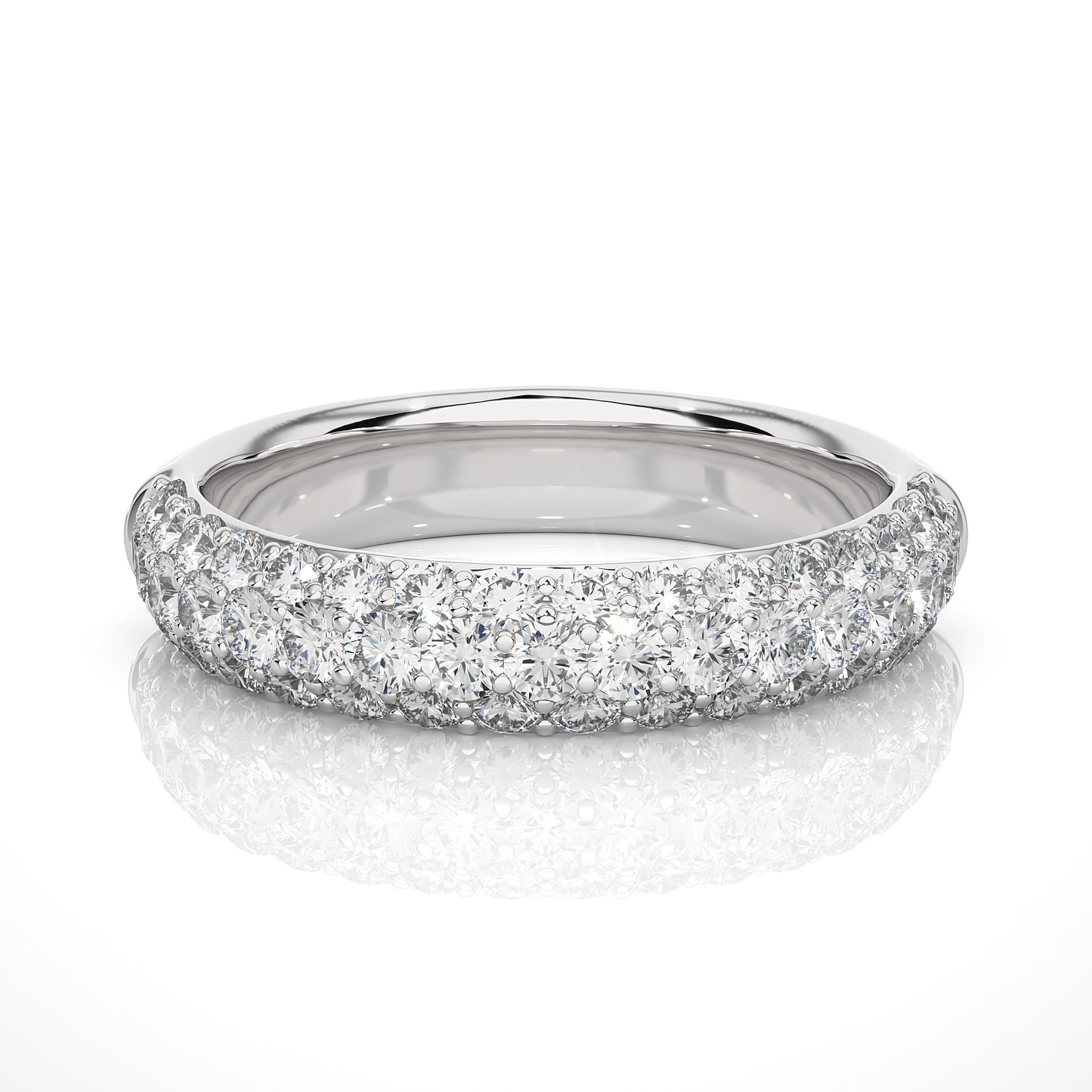 Diamond Pavé Half Eternity Ring – Vermeil Gold Wedding Band | Lab Grown Diamond / Moissanite