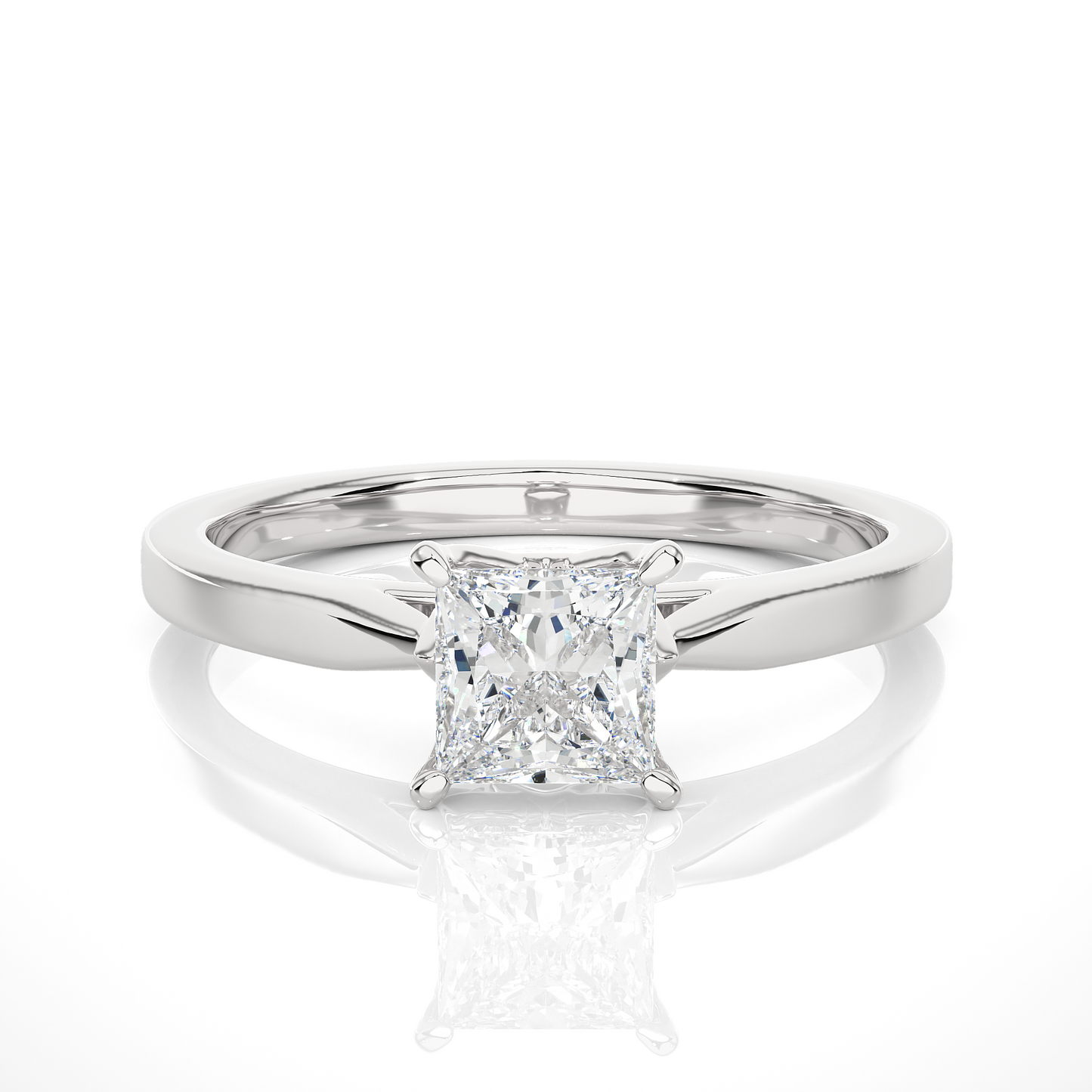 Princess Cut Moissanite Lab Diamond Vermeil Engagement Ring