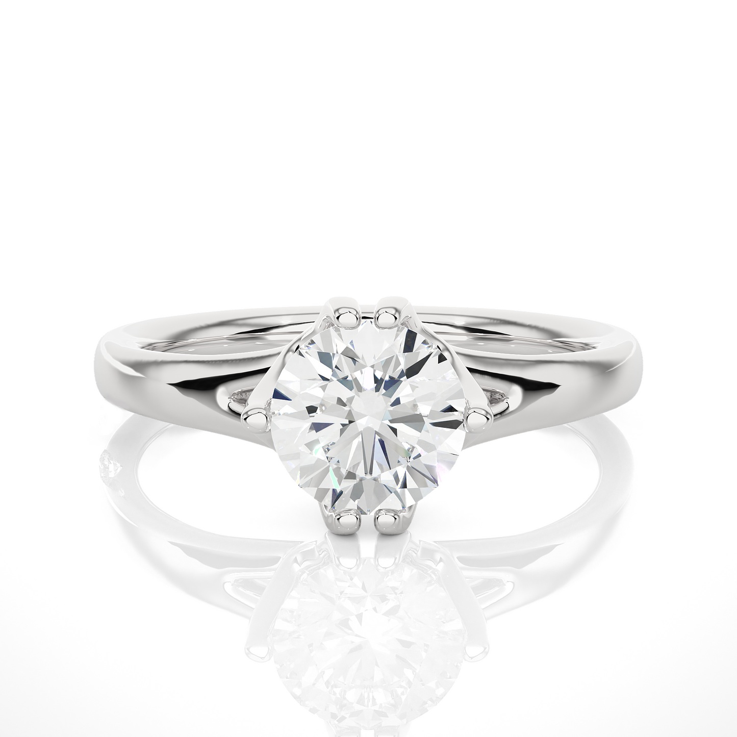 Classic Round Solitaire Vermeil Lab Moissanite Engagement Ring