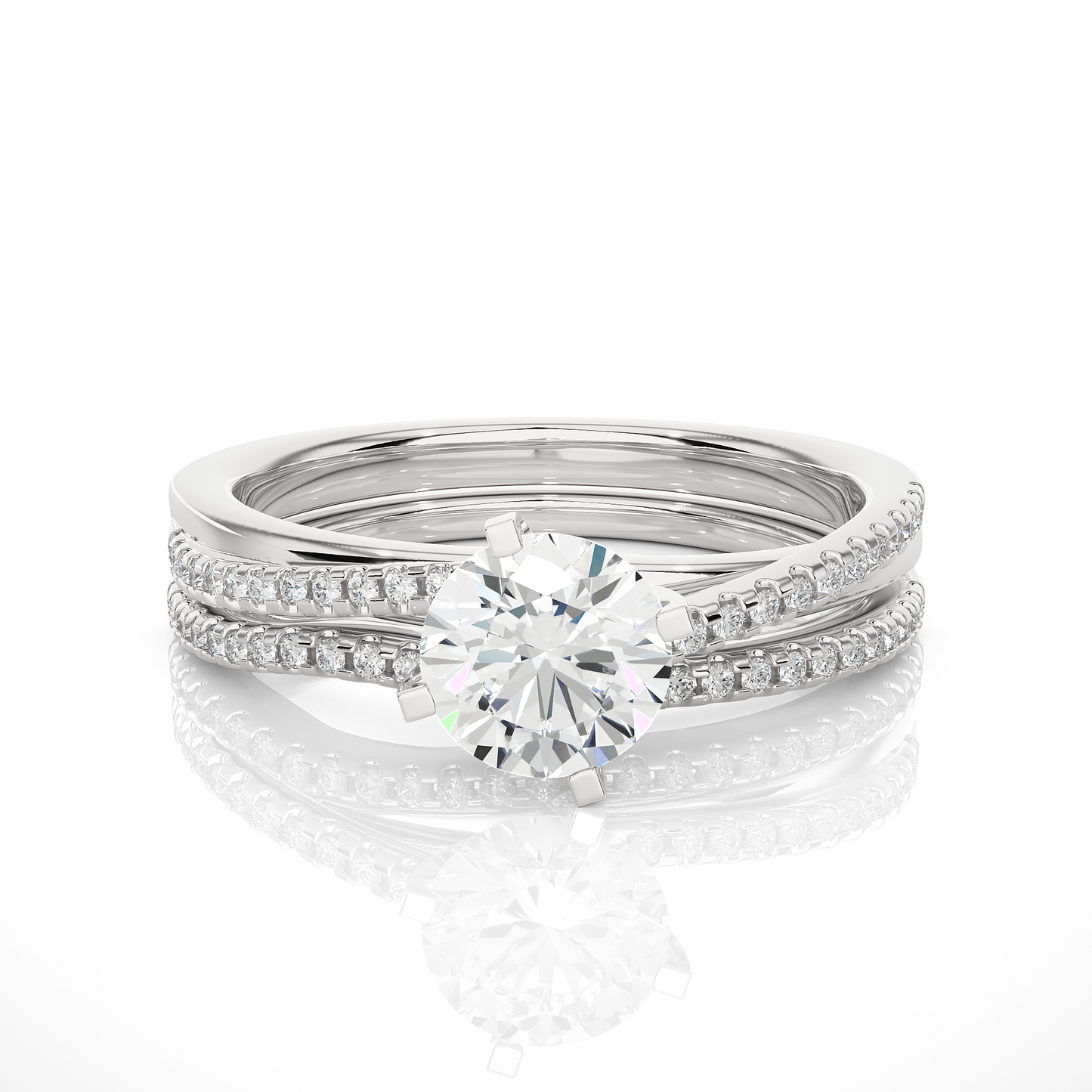 Elegant Twisted Band Vermeil Diamond Engagement Ring