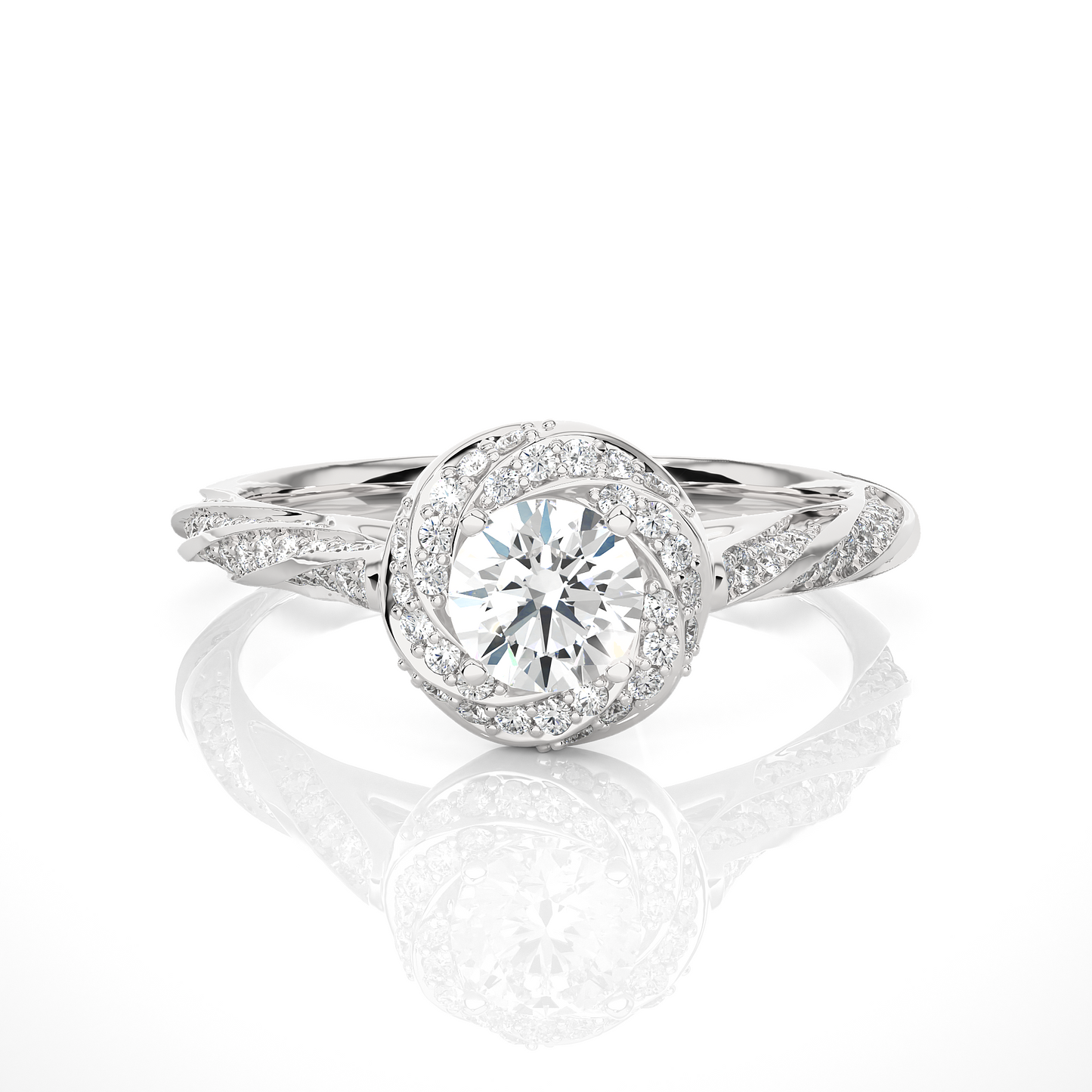 Twisted Halo Moissanite Lab Diamond Vermeil Ring