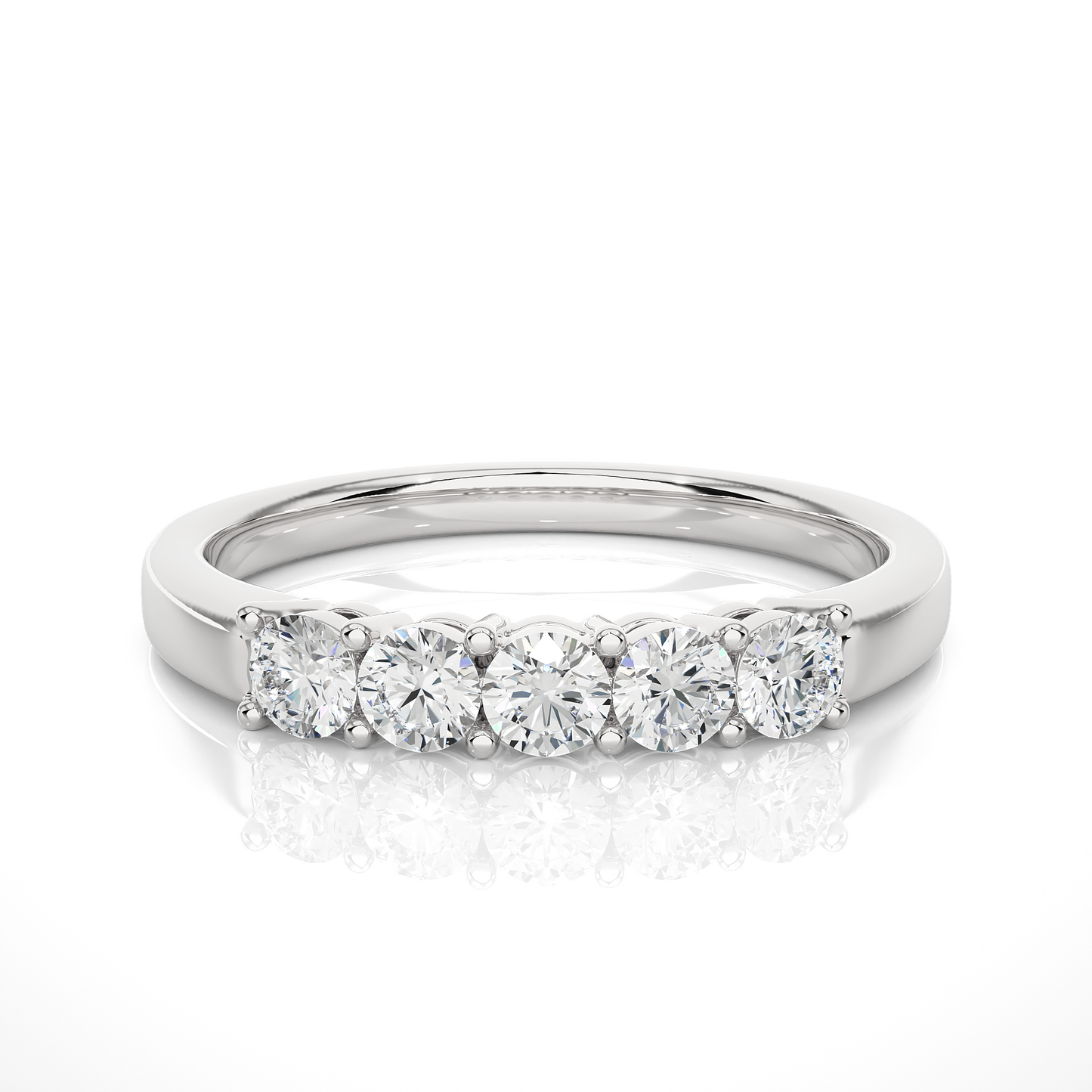 Five Stone Moissanite Lab Diamond Vermeil Ring