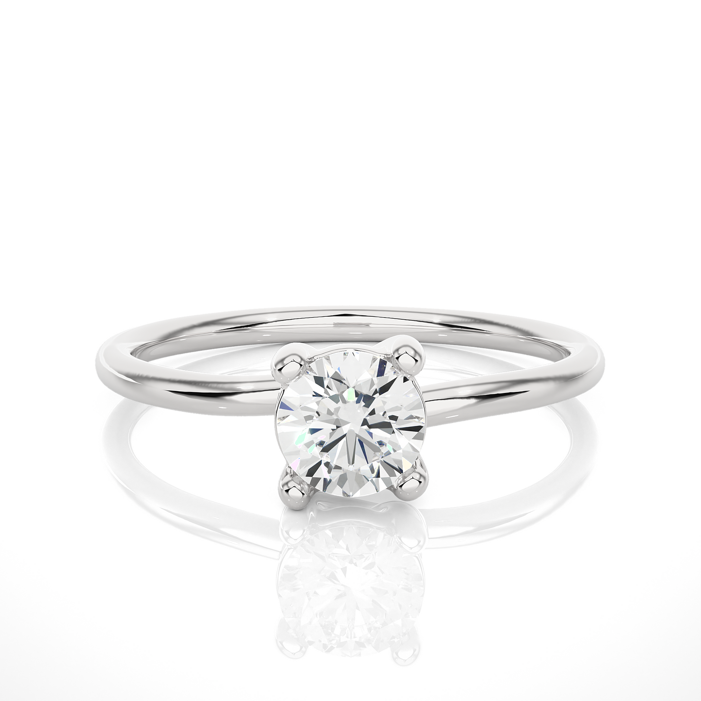 Minimal Vermeil Solitaire Moissanite Lab Diamond Ring
