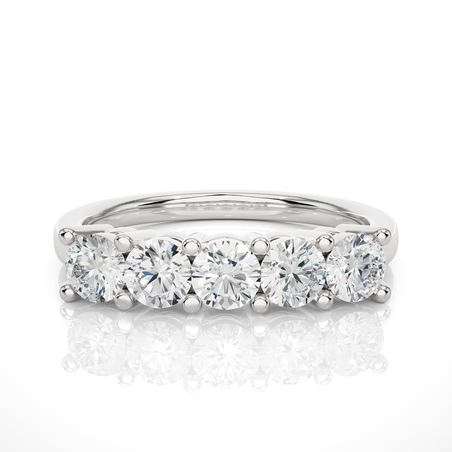 Elegant Five Stone Moissanite Lab Diamond Vermeil Ring