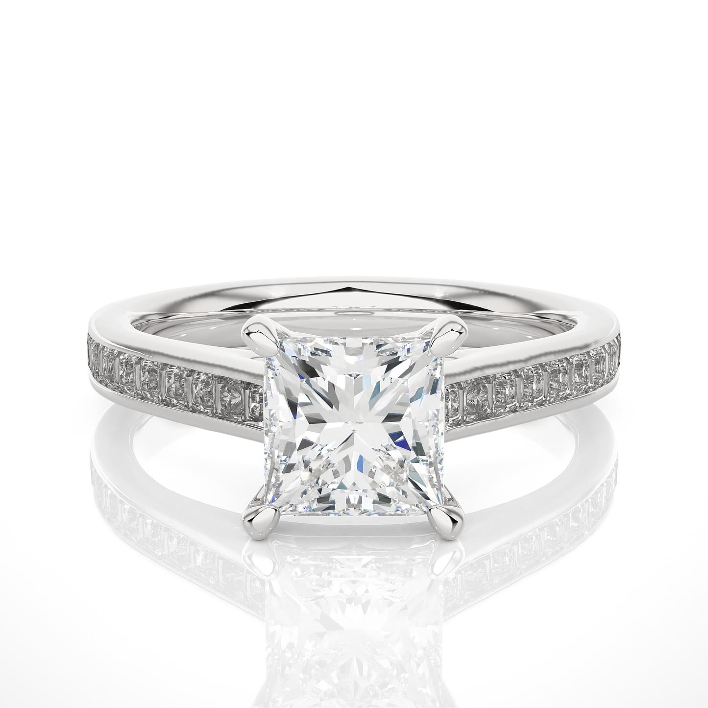 Princess Cut Lab / Moissanite Diamond Engagement Ring