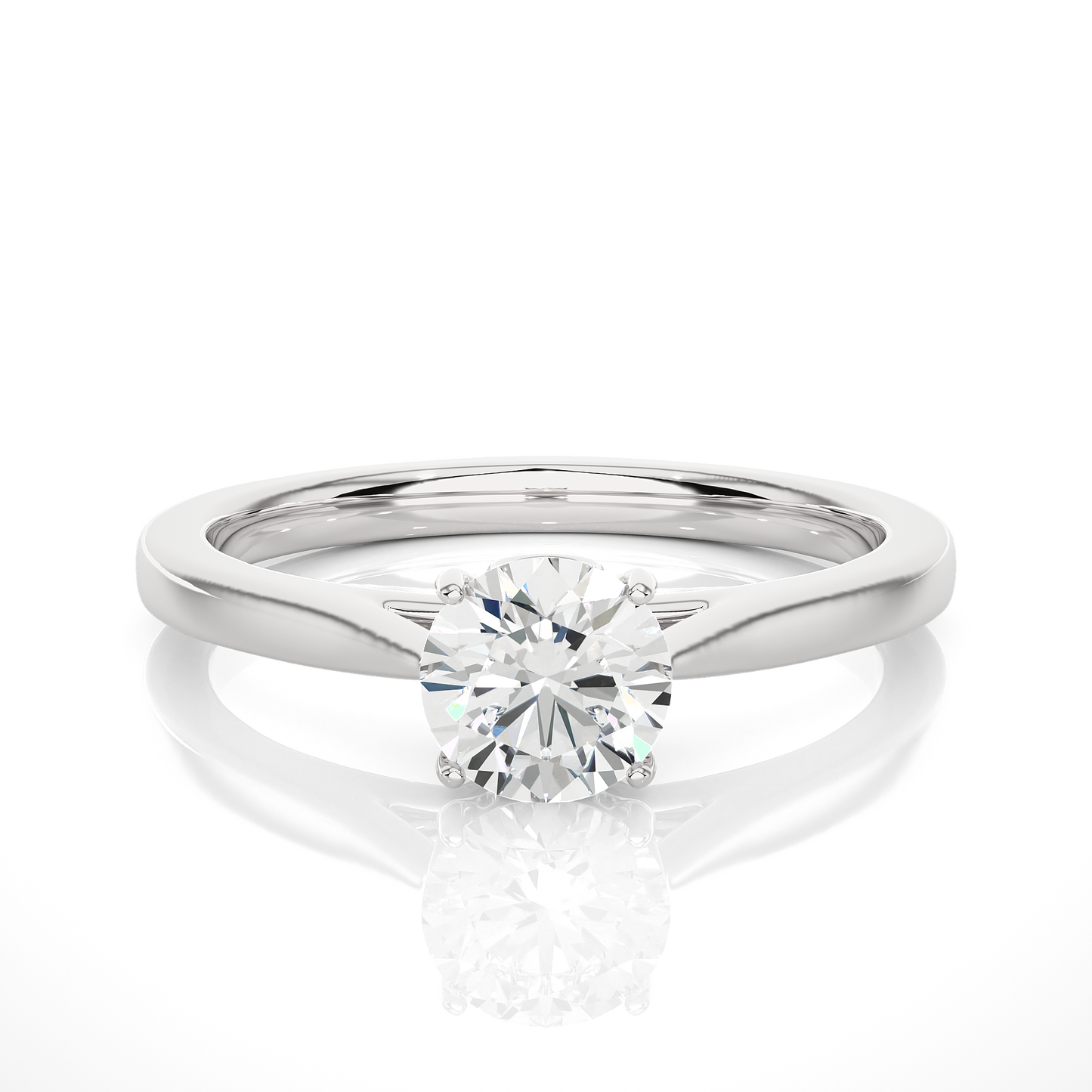 Elegant Vermeil Round Solitaire Moissanite Lab Diamond Ring
