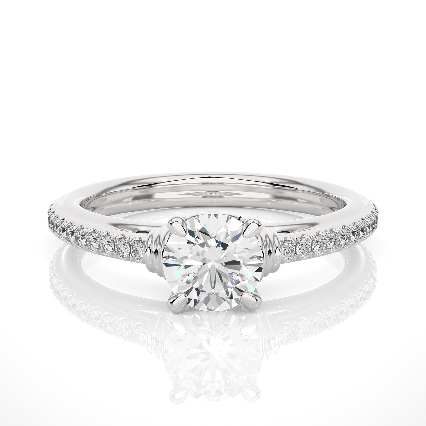 Classic Vermeil Moissanite Lab Diamond Engagement Ring