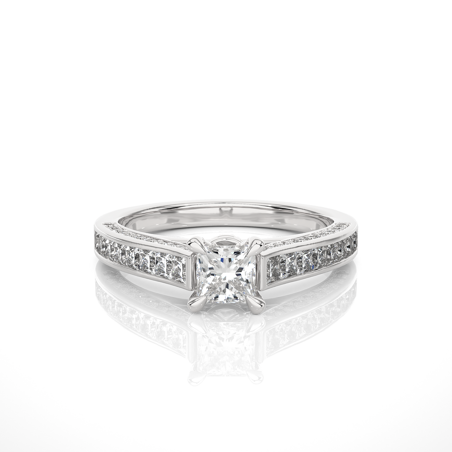 Princess Cut Lab / Moissanite Diamond Engagement Ring