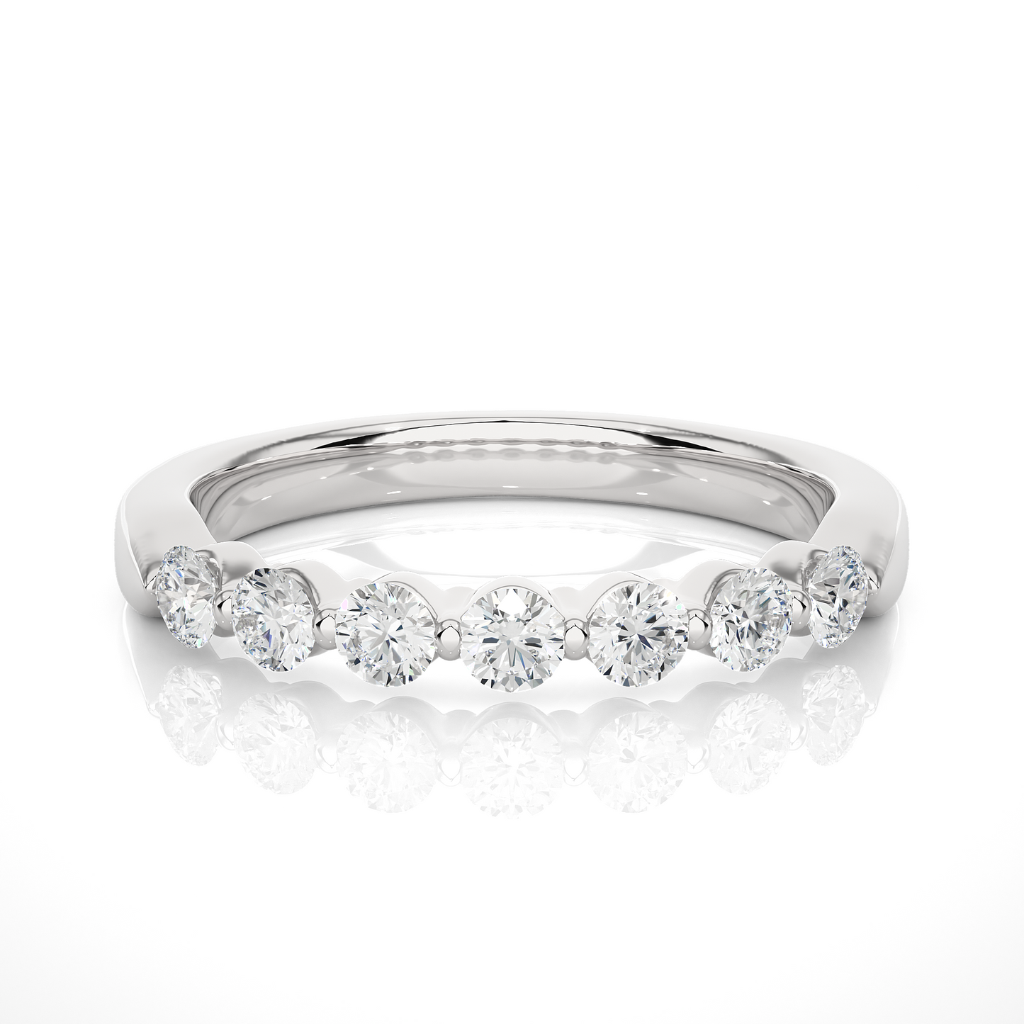 Elegant Round Lab Moissanite Wedding Band Vermeil Ring