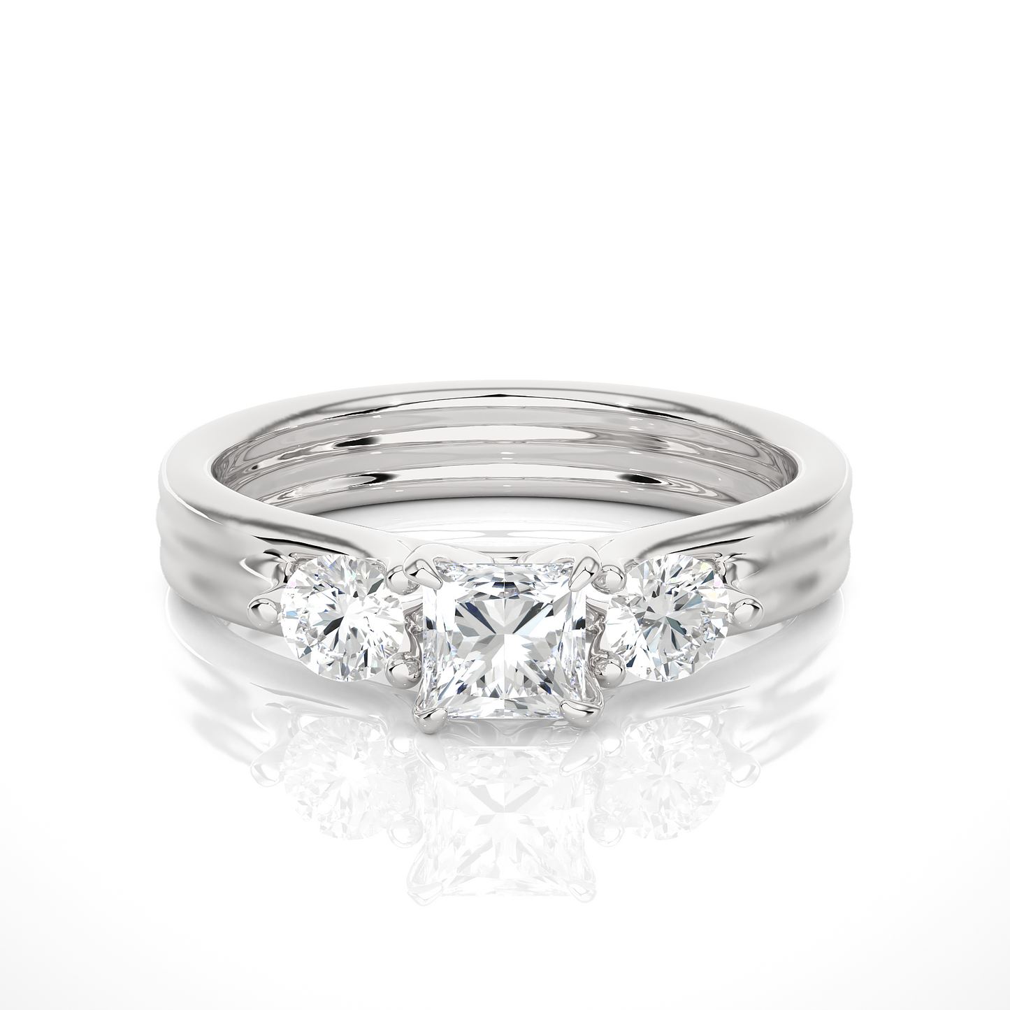 Princess Diamond Three Stone Engagement Ring