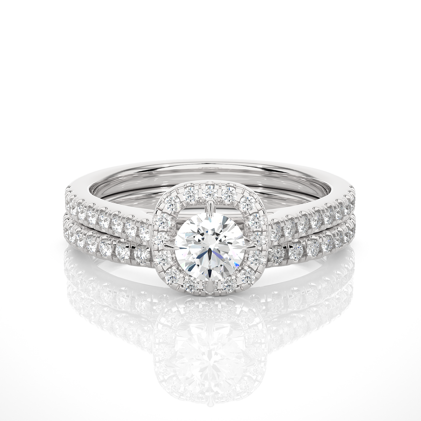 Vermeil Round Moissanite Diamond Halo Engagement Ring