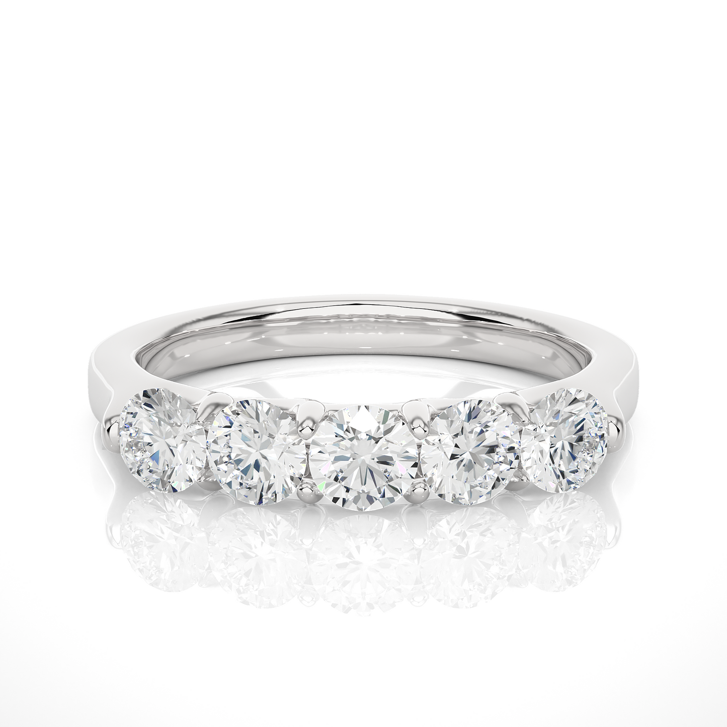 Lab Grown Moissanite Five Stone Wedding Band Ring