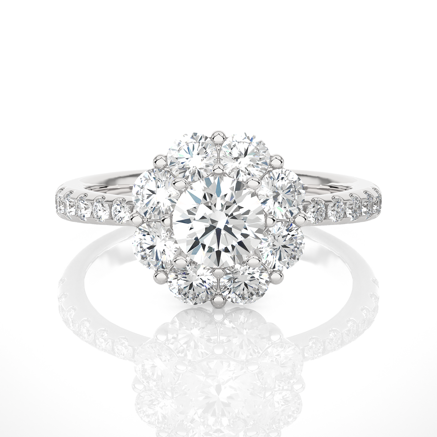 Floral Cluster Moissanite Lab Diamond Vermeil Ring