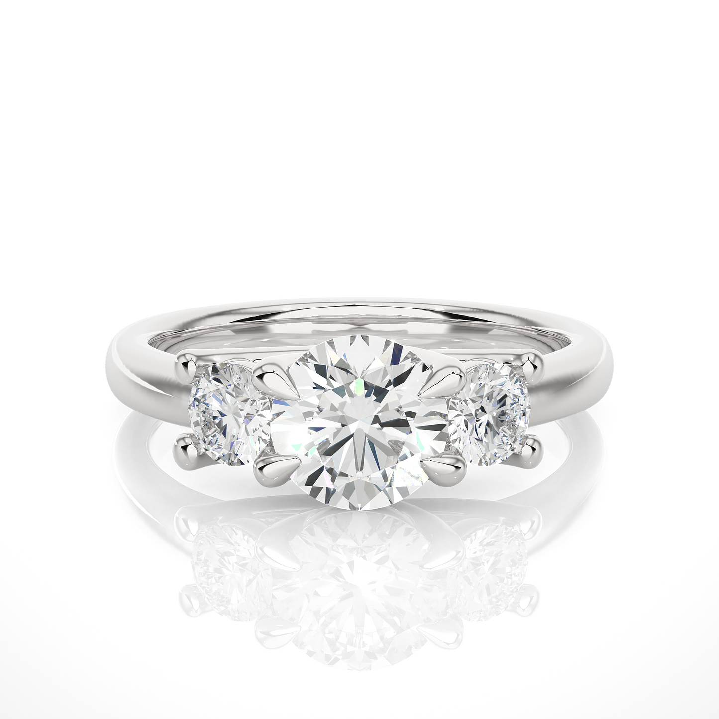 Classic Basket Set Diamond Three Stone Engagement Ring
