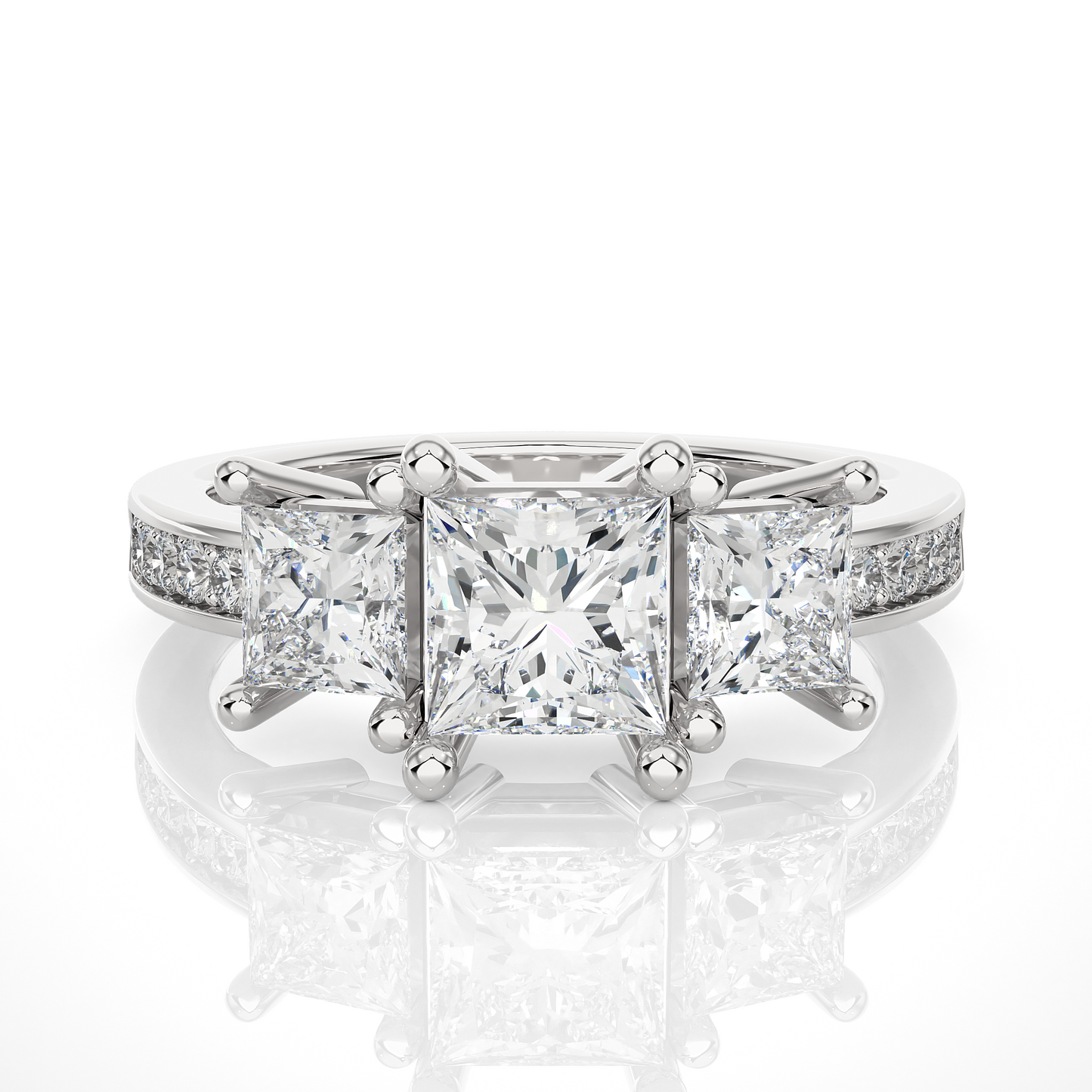 Three Stone Princess Lab Grown Diamond Engagement Ring
