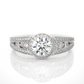 Vintage Halo Moissanite Lab Diamond Vermeil Ring