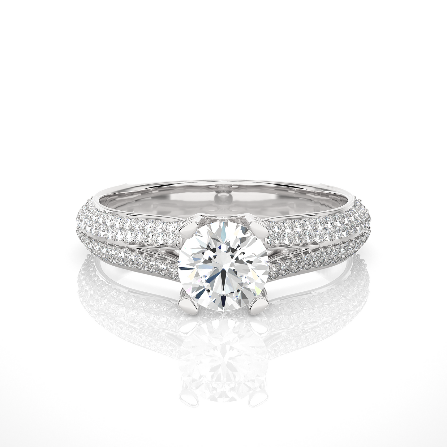Double Pavé Split Shank Moissanite Diamond Vermeil Ring