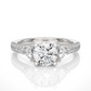 Three Stone Lab Diamond Engagement Ring With Trillion Side Stones