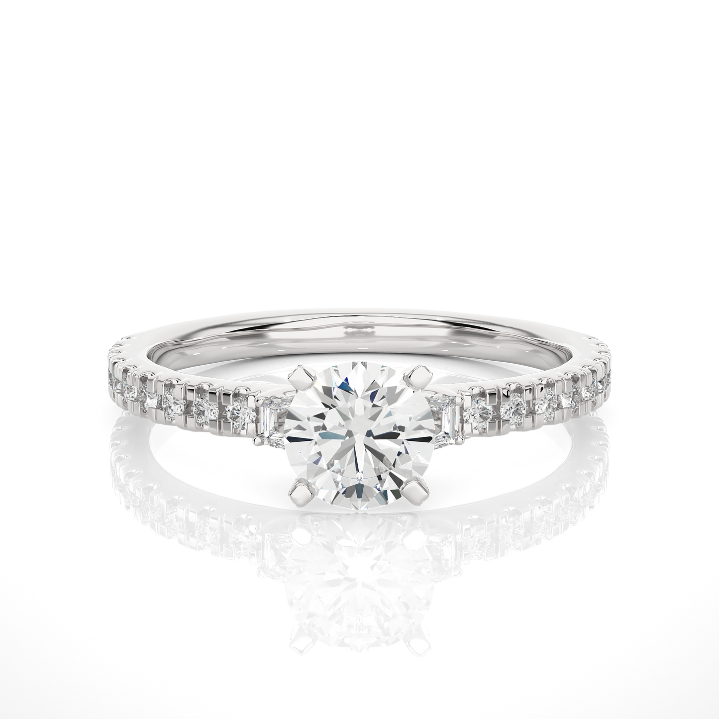 Three Stone Lab Grown Diamond Pavé Engagement Ring