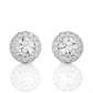 Vermeil Round Halo Moissanite Lab Diamond Stud Earrings