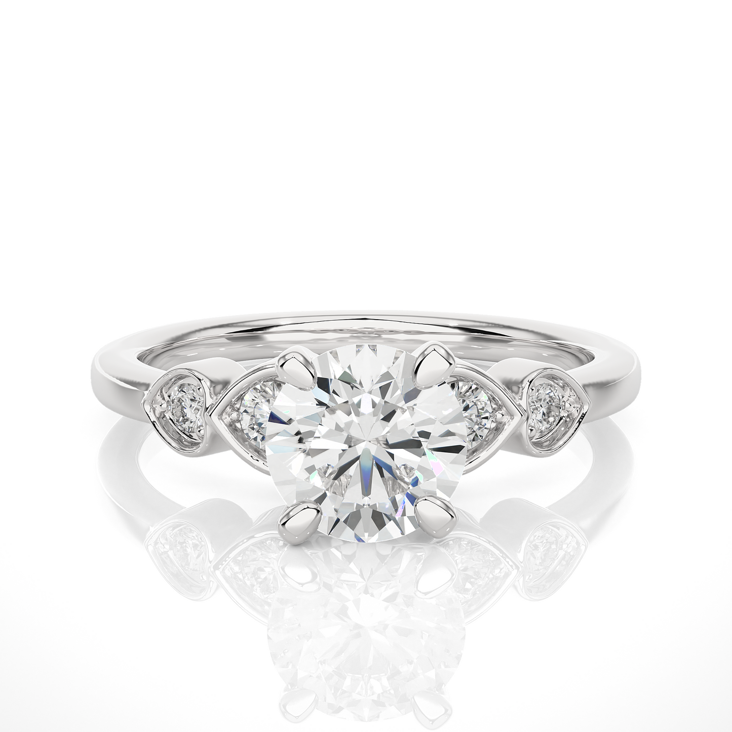 Round Cut Moissanite / Lab Diamond Vermeil Engagement Ring