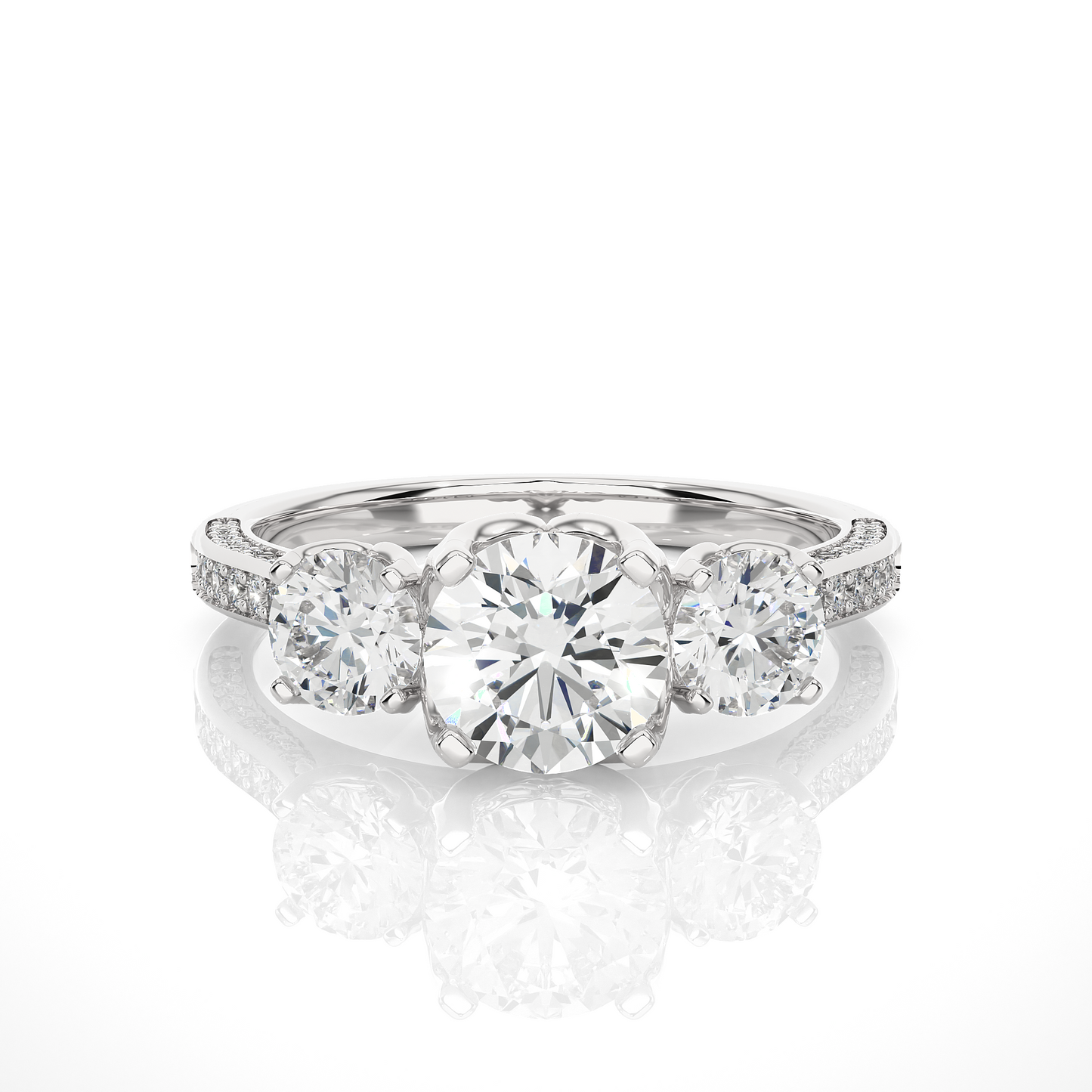 Lab Grown / Moissanite Diamond Three Stone Engagement Ring