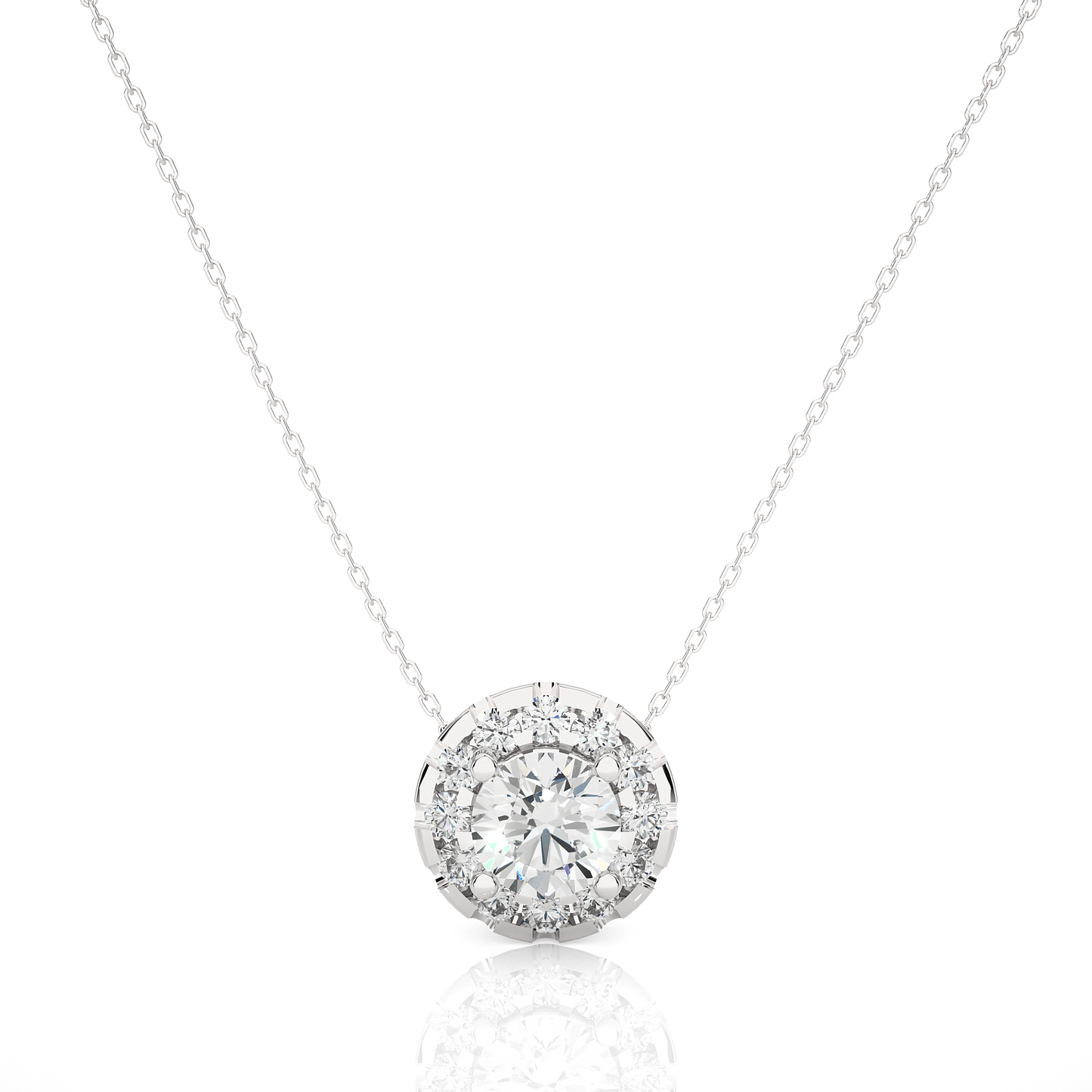 Round Halo Lab Diamond Pendant Necklace