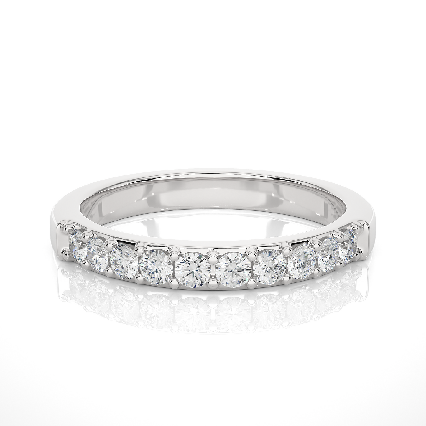 Minimalist Half Eternity Moissanite Lab Diamond Vermeil Ring