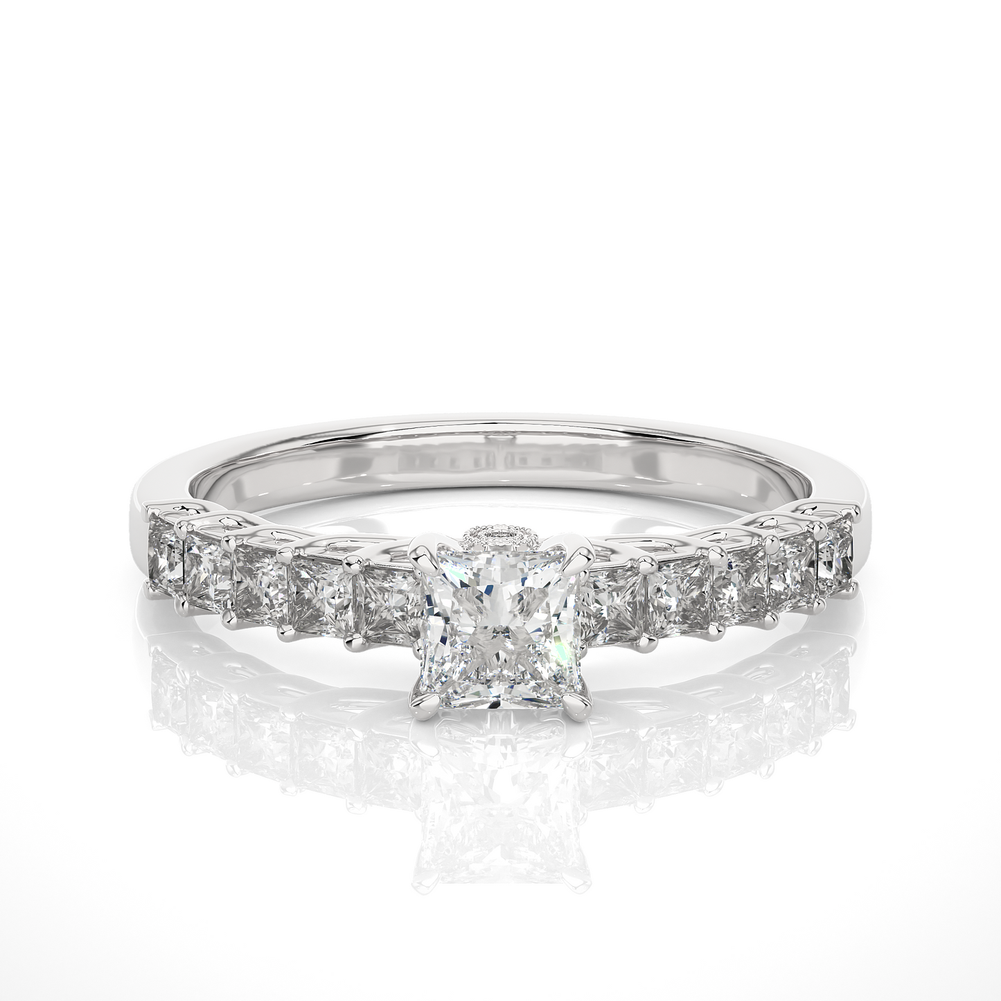 Vermeil Princess Moissanite / Lab Grown Diamond Engagement Ring