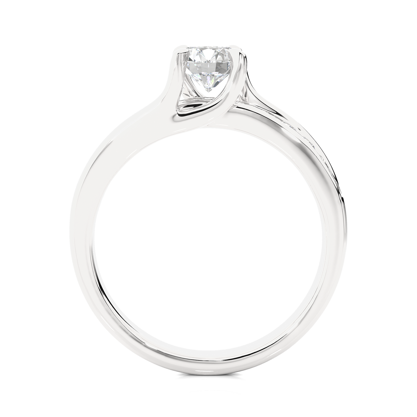 Round Solitaire Split Shank Moissanite Lab Diamond Vermeil Ring
