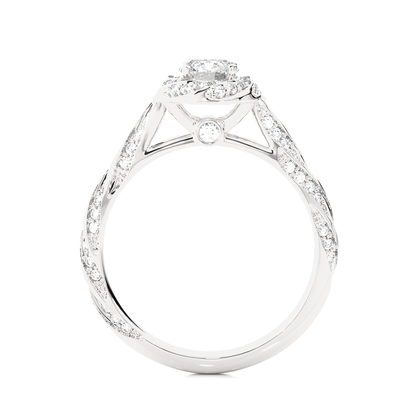 Twisted Halo Moissanite Lab Diamond Vermeil Ring