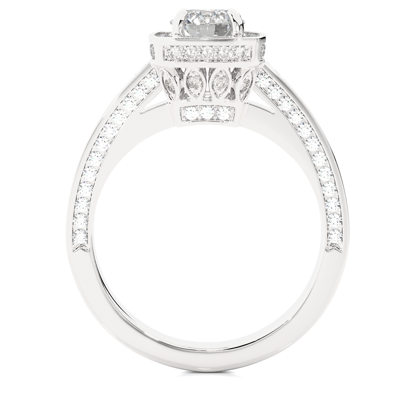 Cushion Halo Moissanite Lab Diamond Vermeil Ring