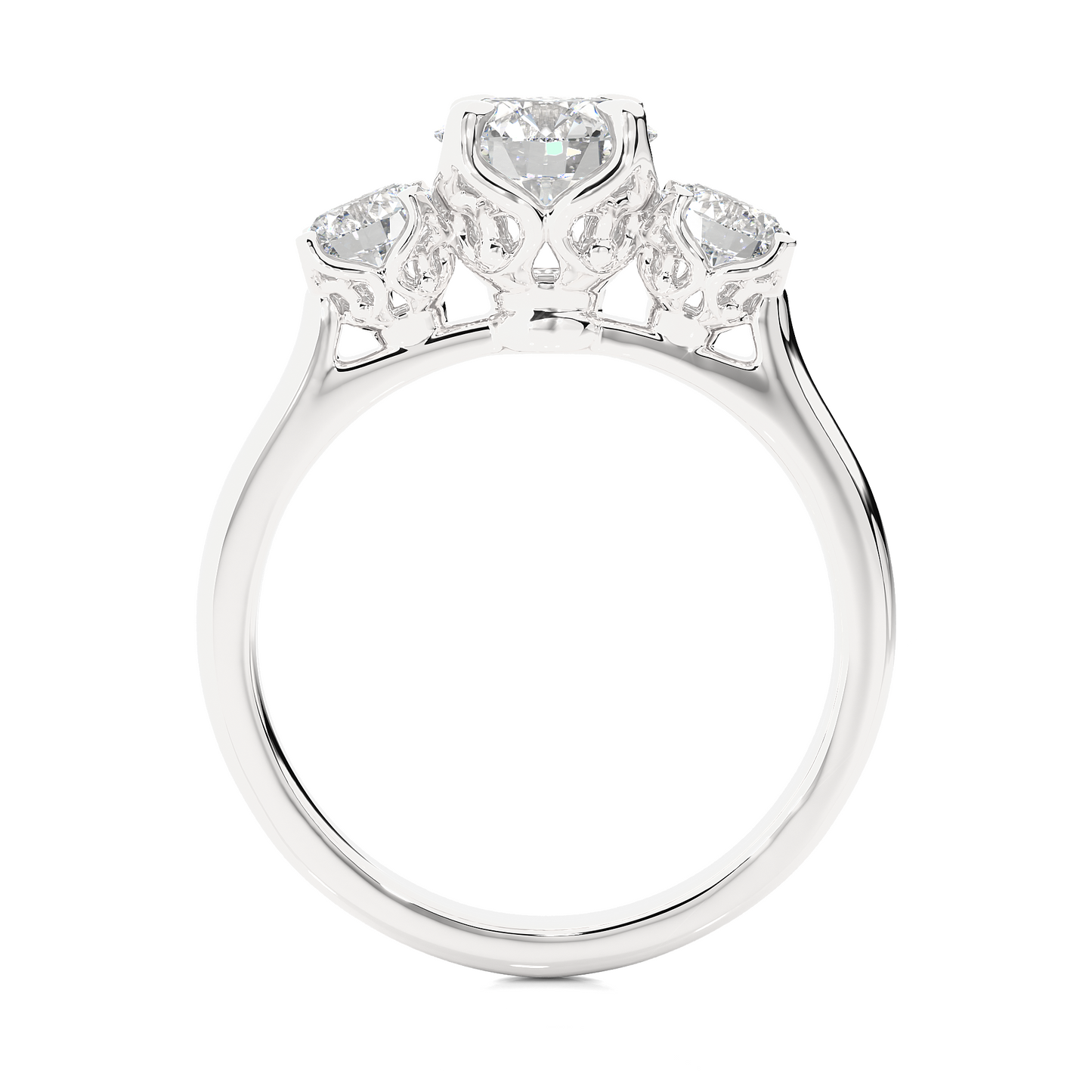 Round Diamond Three Stone Engagement Ring