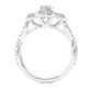 Lab & Moissanite Diamond Halo Three Stone Engagement Ring