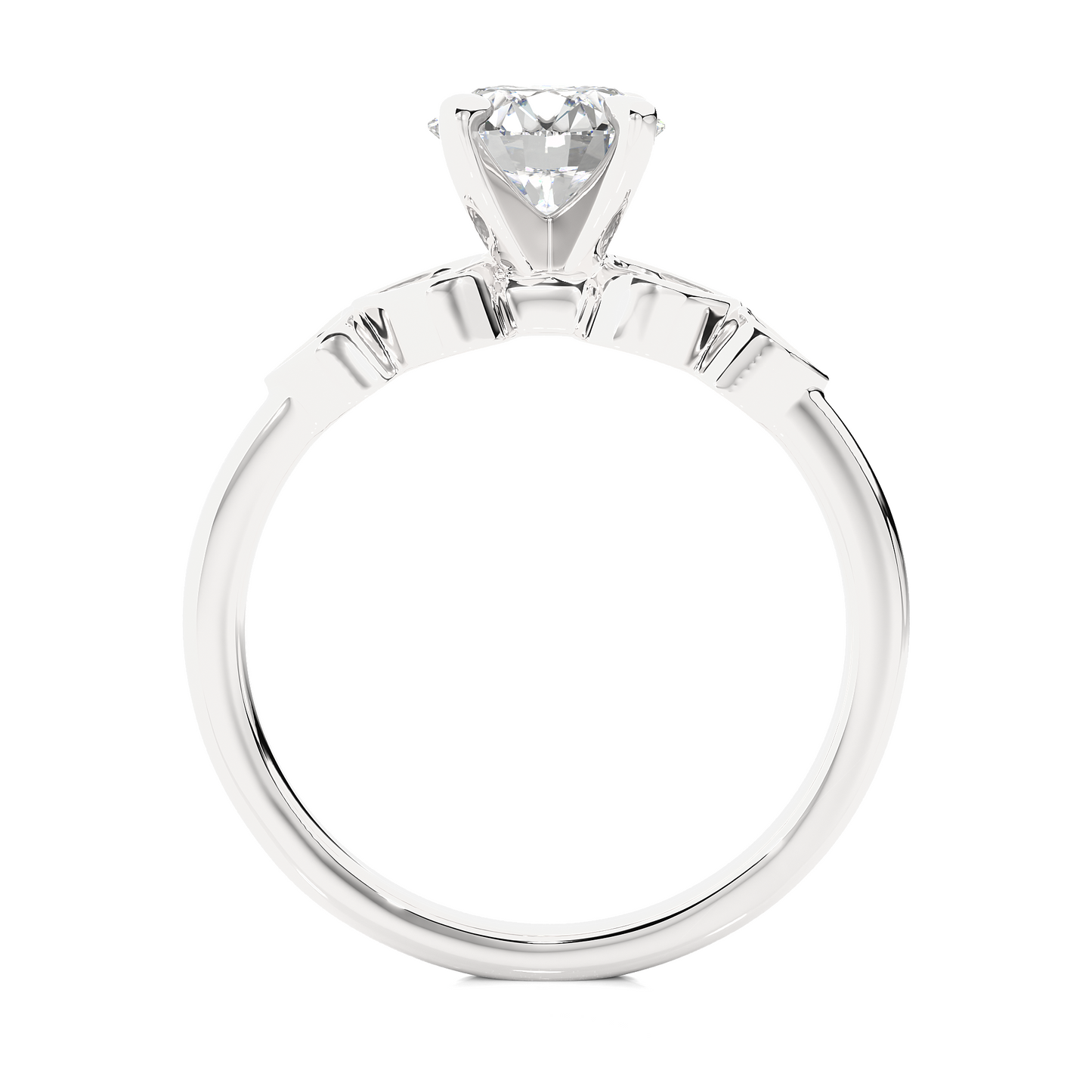 Round Cut Moissanite / Lab Diamond Vermeil Engagement Ring
