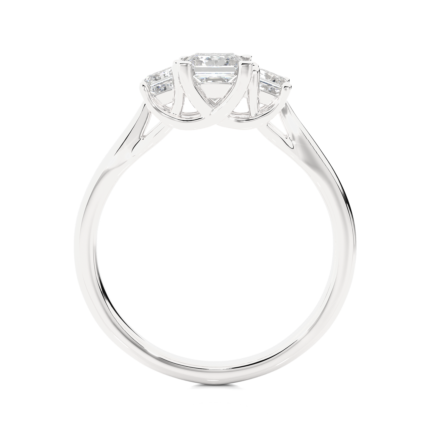 Three Stone Princess Lab Diamond Engagement Ring