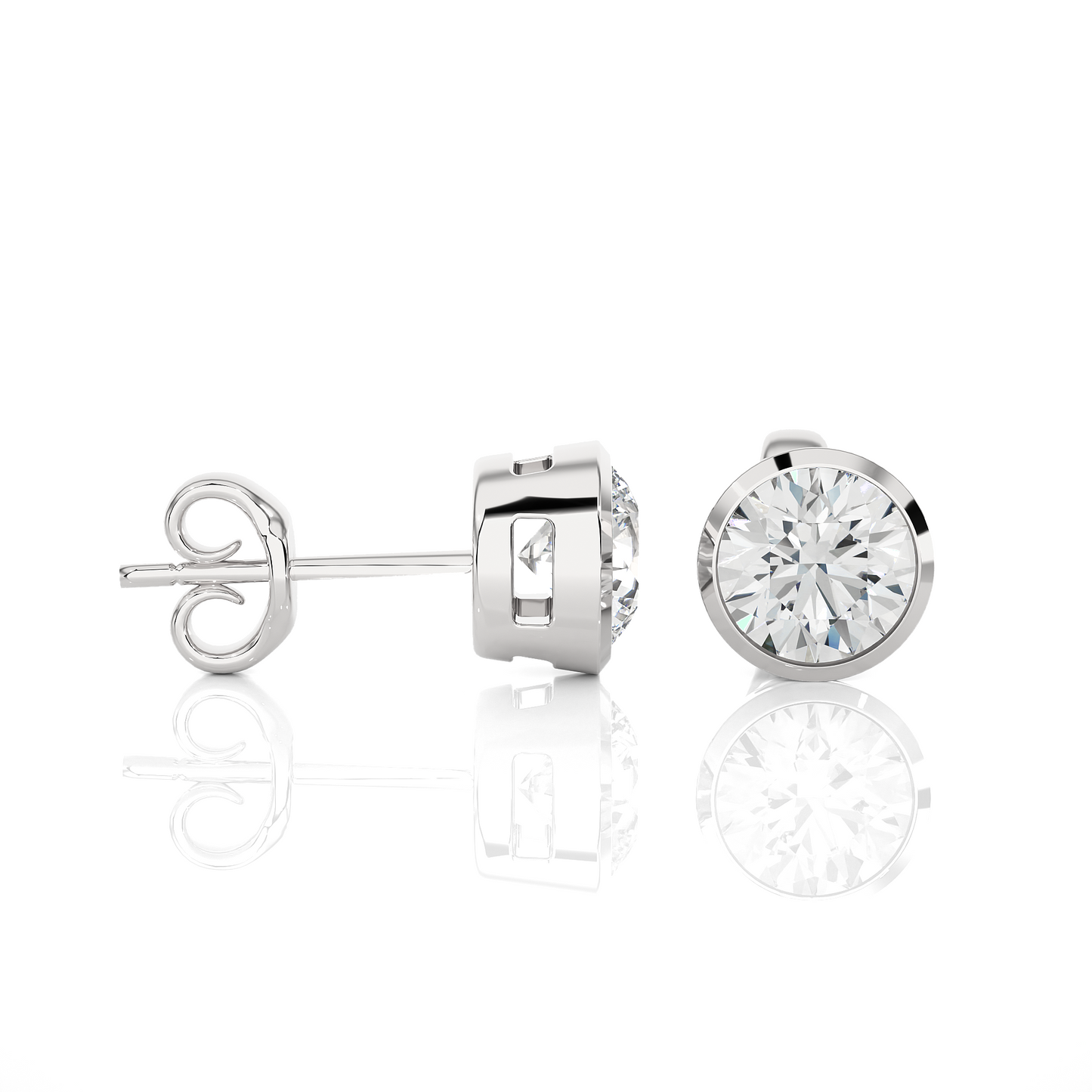 Vermeil Bezel Set Round Lab Moissanite Earrings