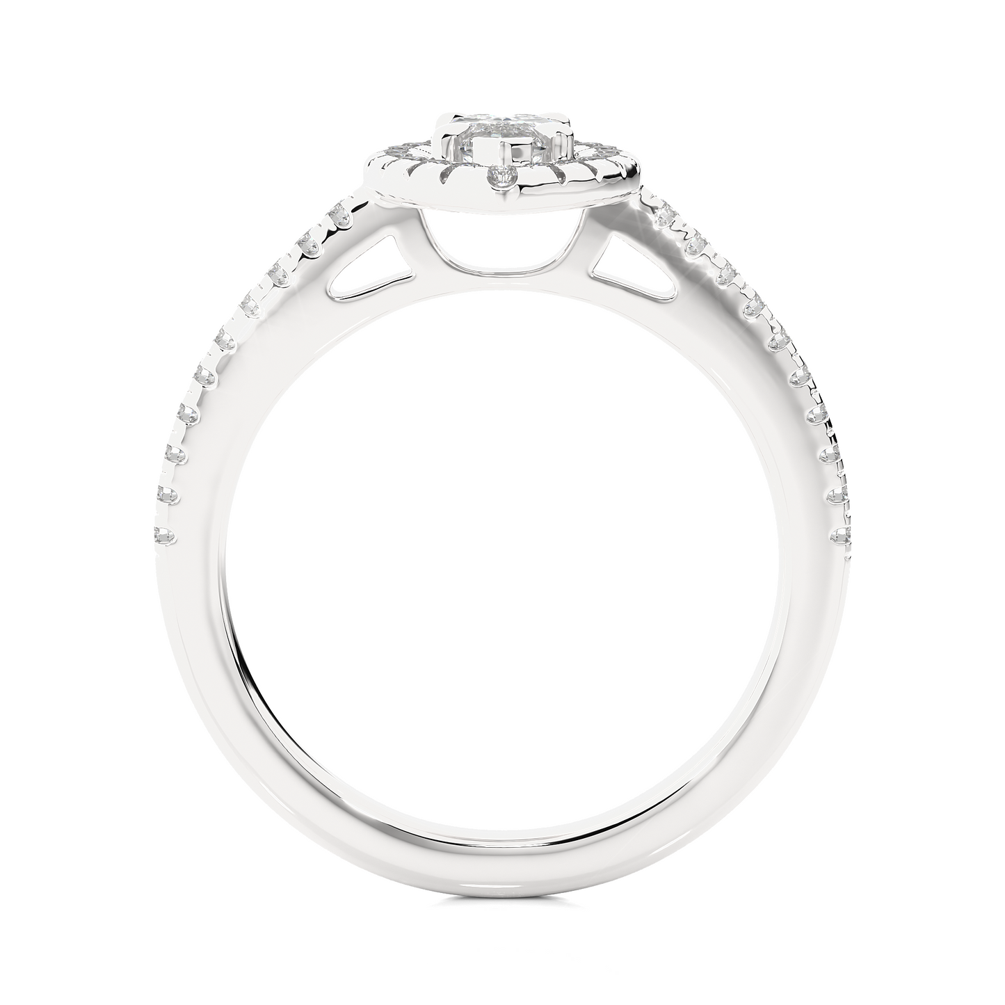 Marquise Halo Moissanite Lab Diamond Vermeil Ring