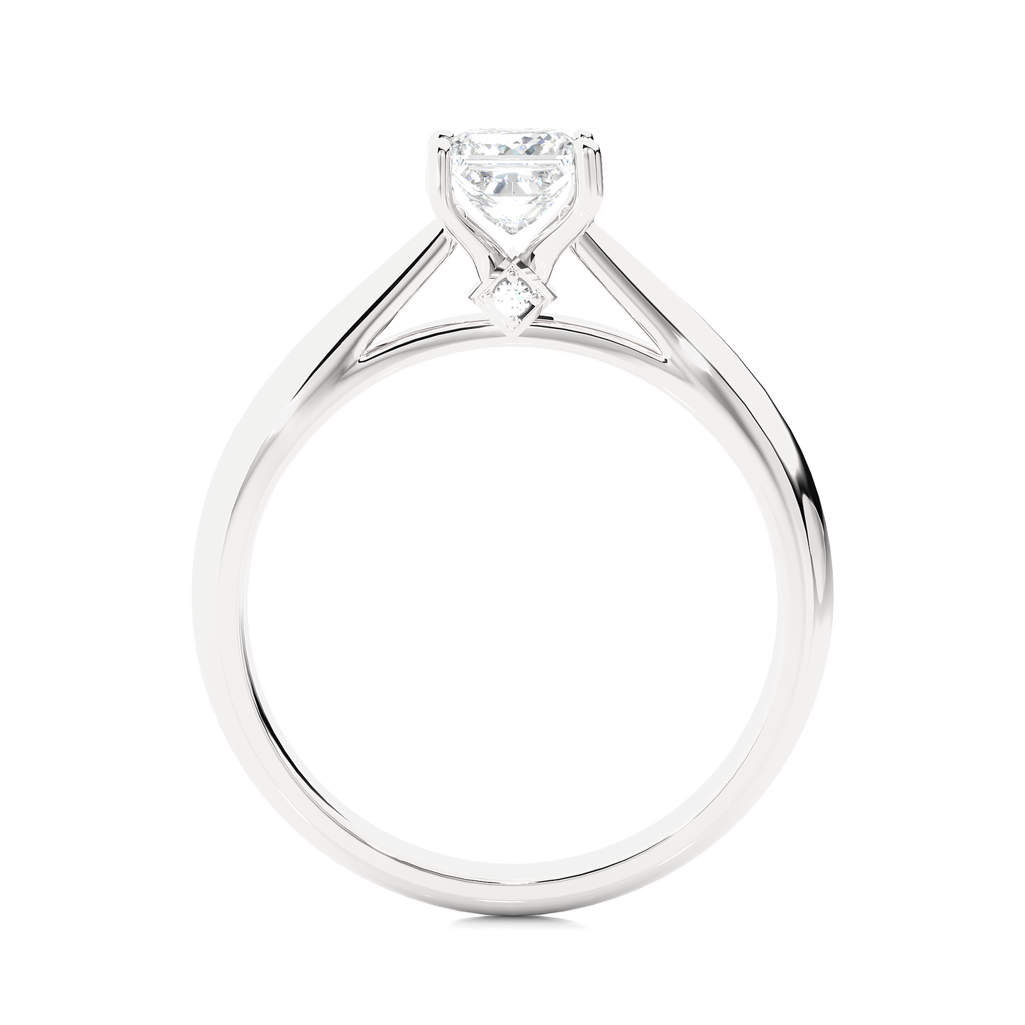 Princess Cut Solitaire Moissanite Lab Diamond Vermeil Ring
