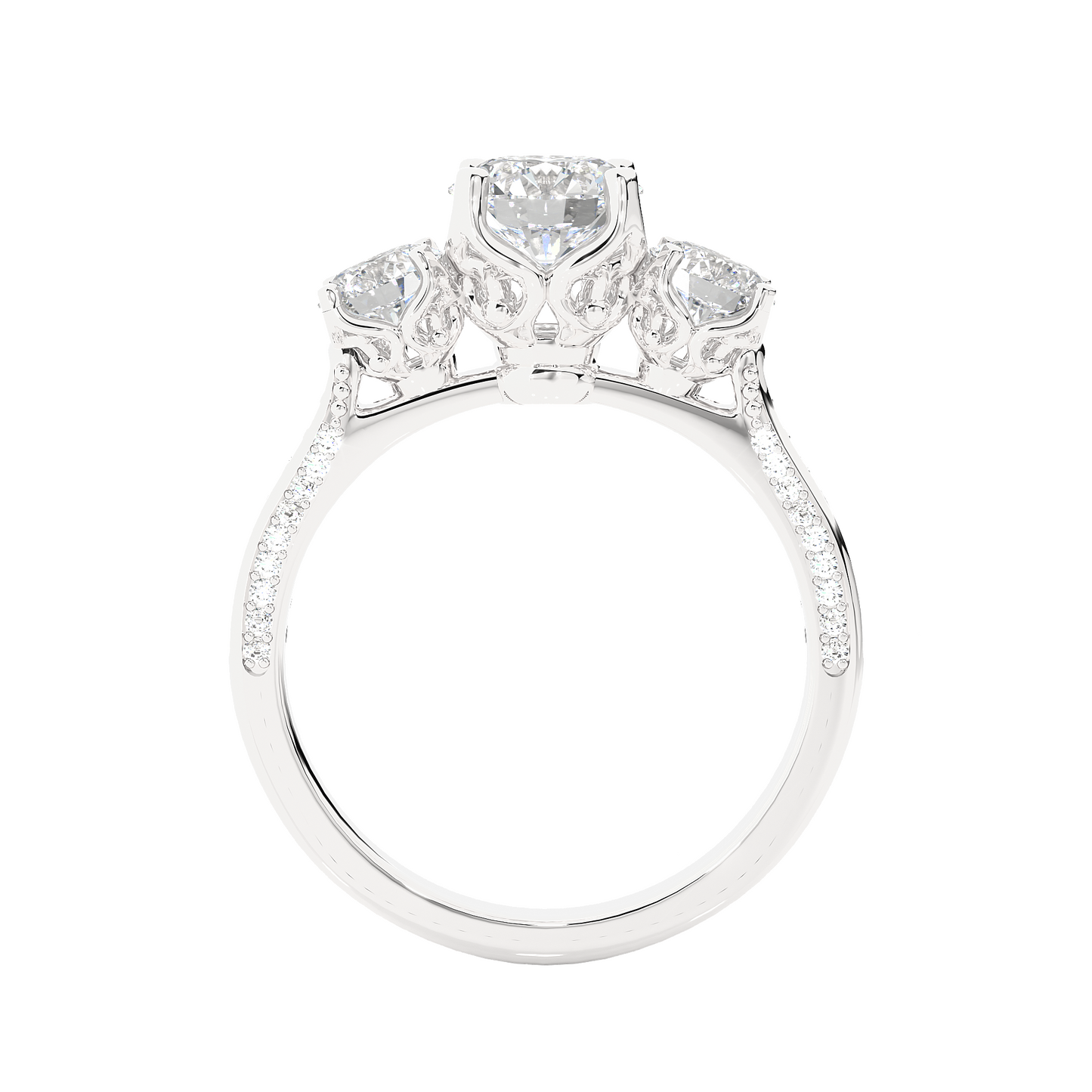 Lab Grown / Moissanite Diamond Three Stone Engagement Ring