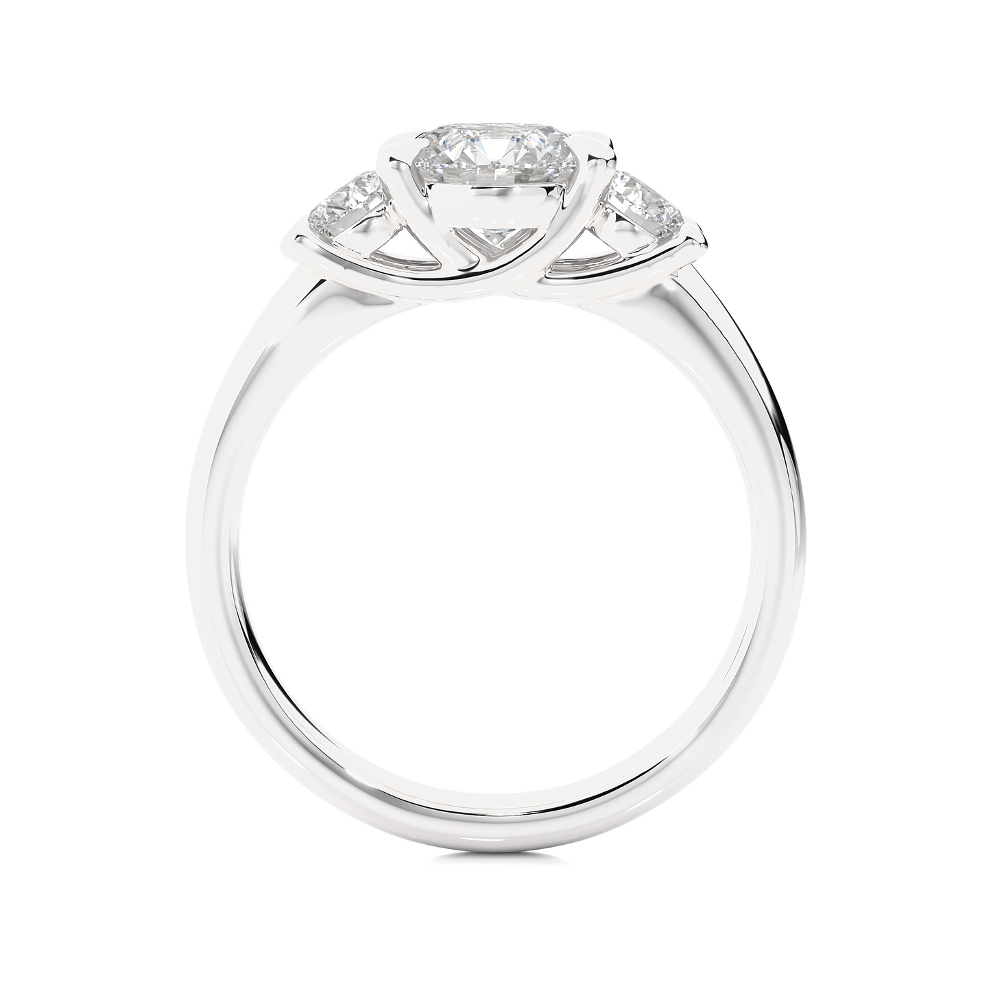 Classic Basket Set Diamond Three Stone Engagement Ring