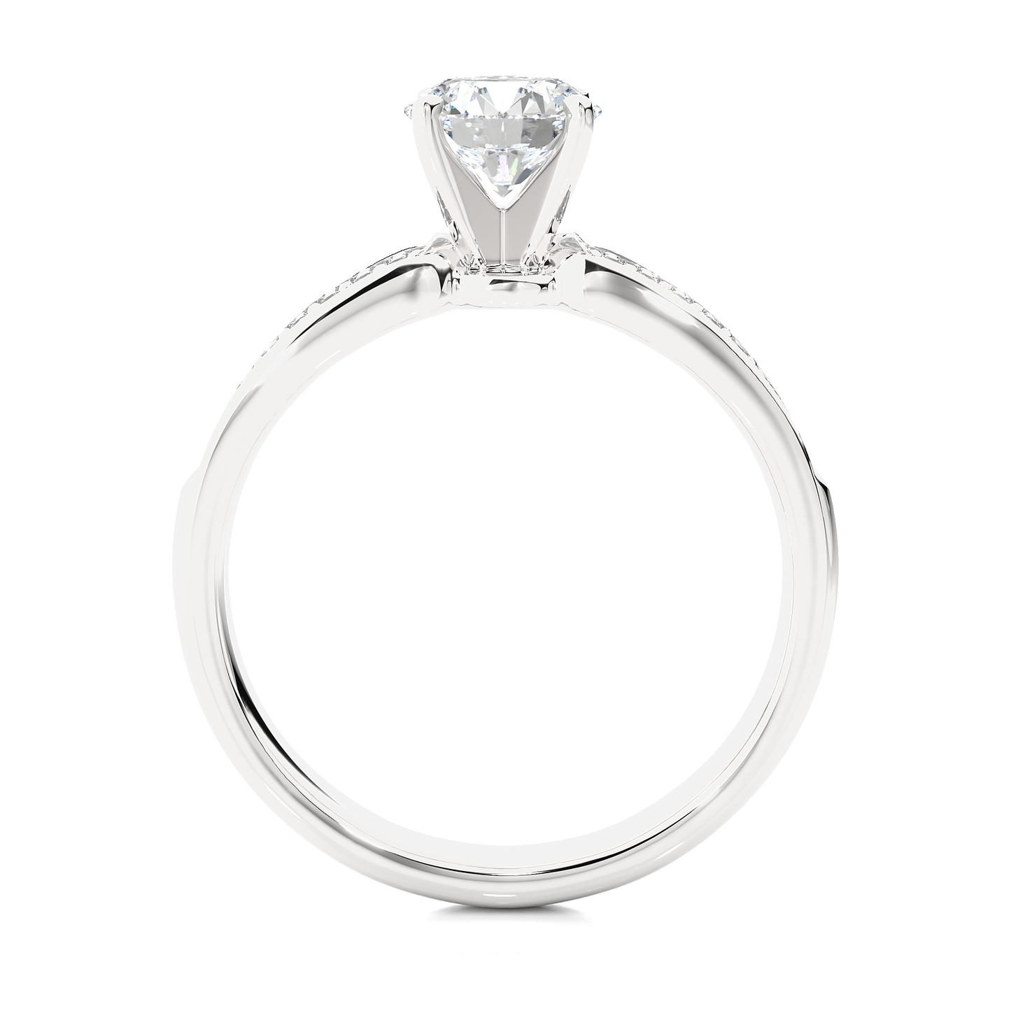 Lab Diamond Moissanite Round Solitaire Pave Engagement Ring
